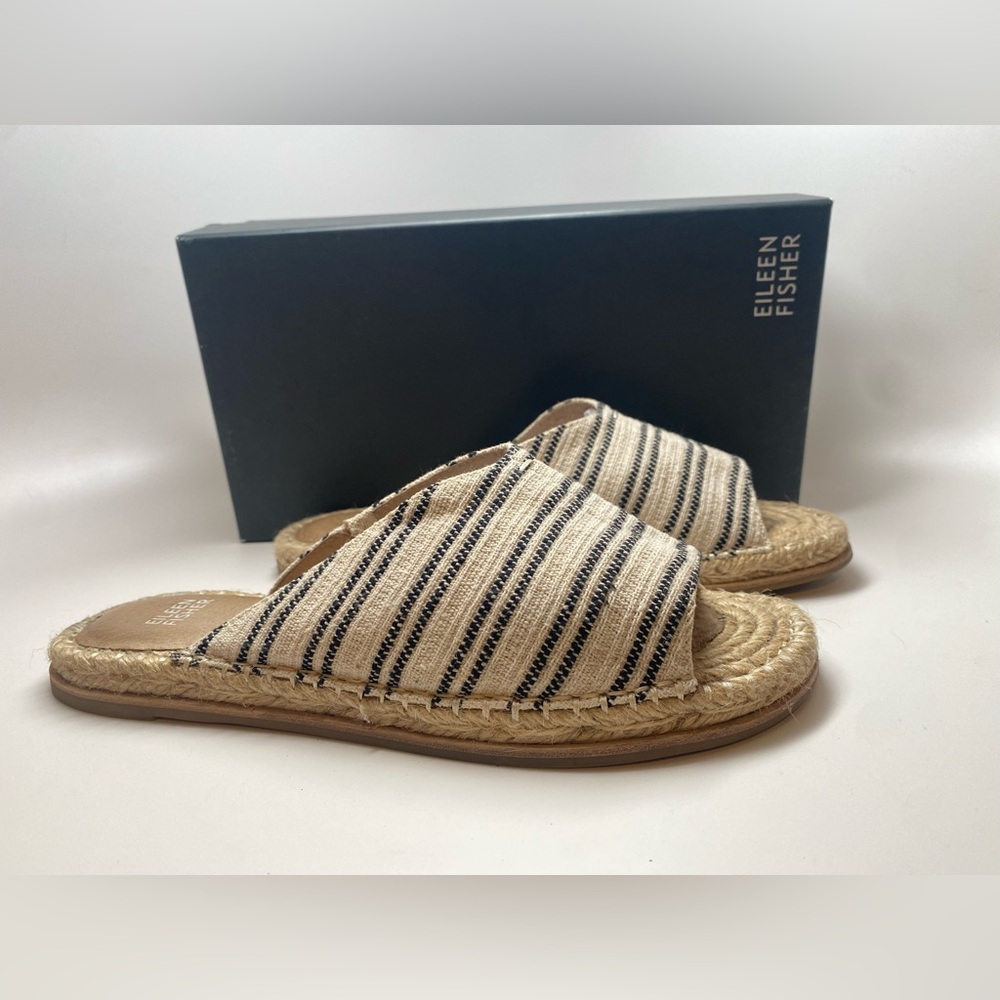 Eileen Fisher Women's Espadrilles in Tan and Black Stripes